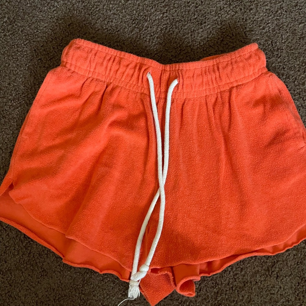 Women's Orange Terry Cloth Shorts